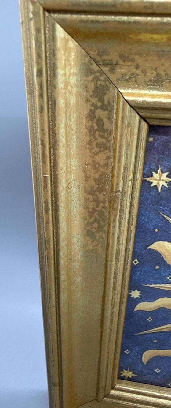 Vtg 90s Mary Beth Zeitz Celestial Sun Art Print 7x7 Gold Frame Y2K Whimsigoth - Picture 16 of 16